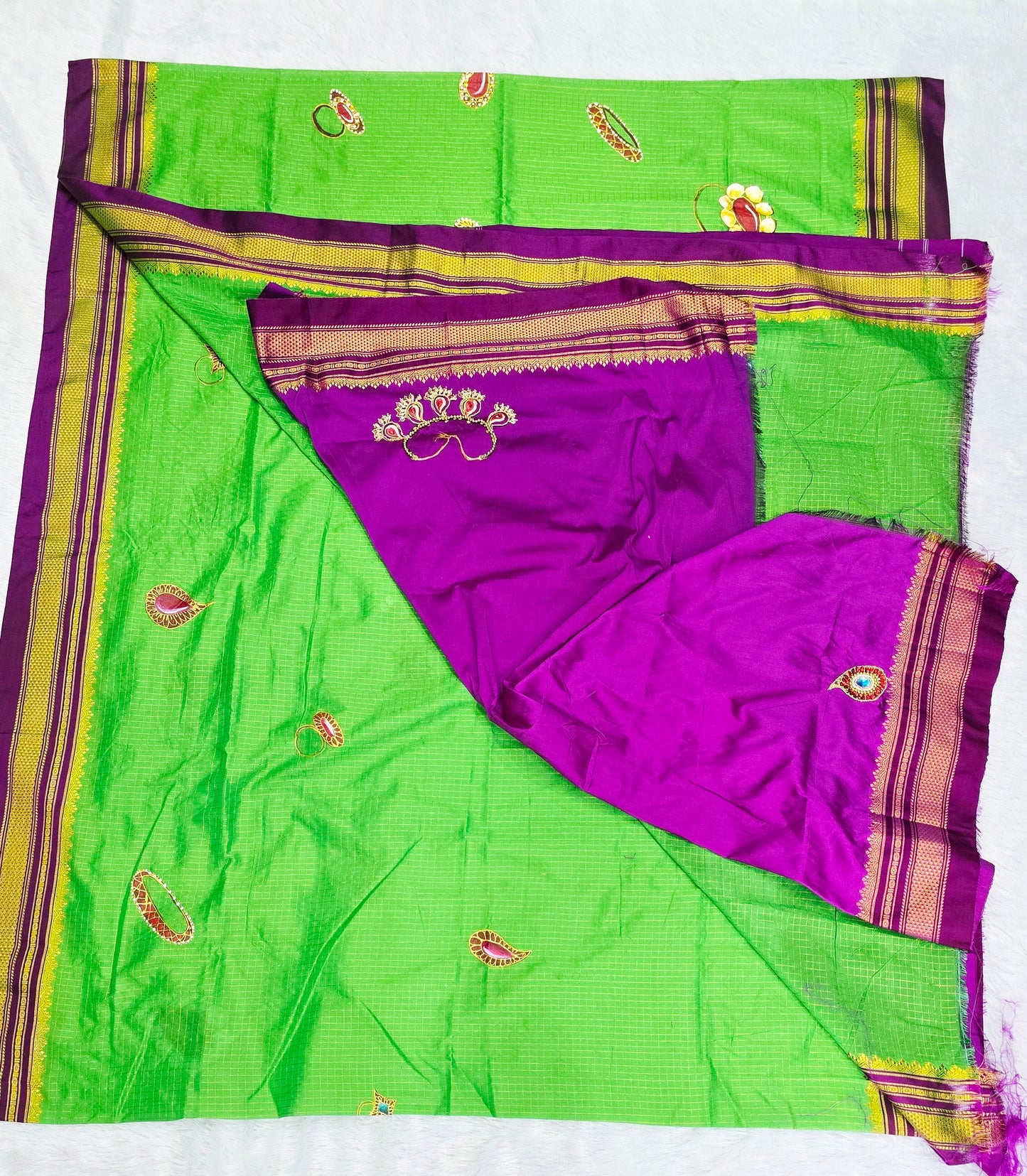 Exclusive hand-painted Handloom Irkal Saree