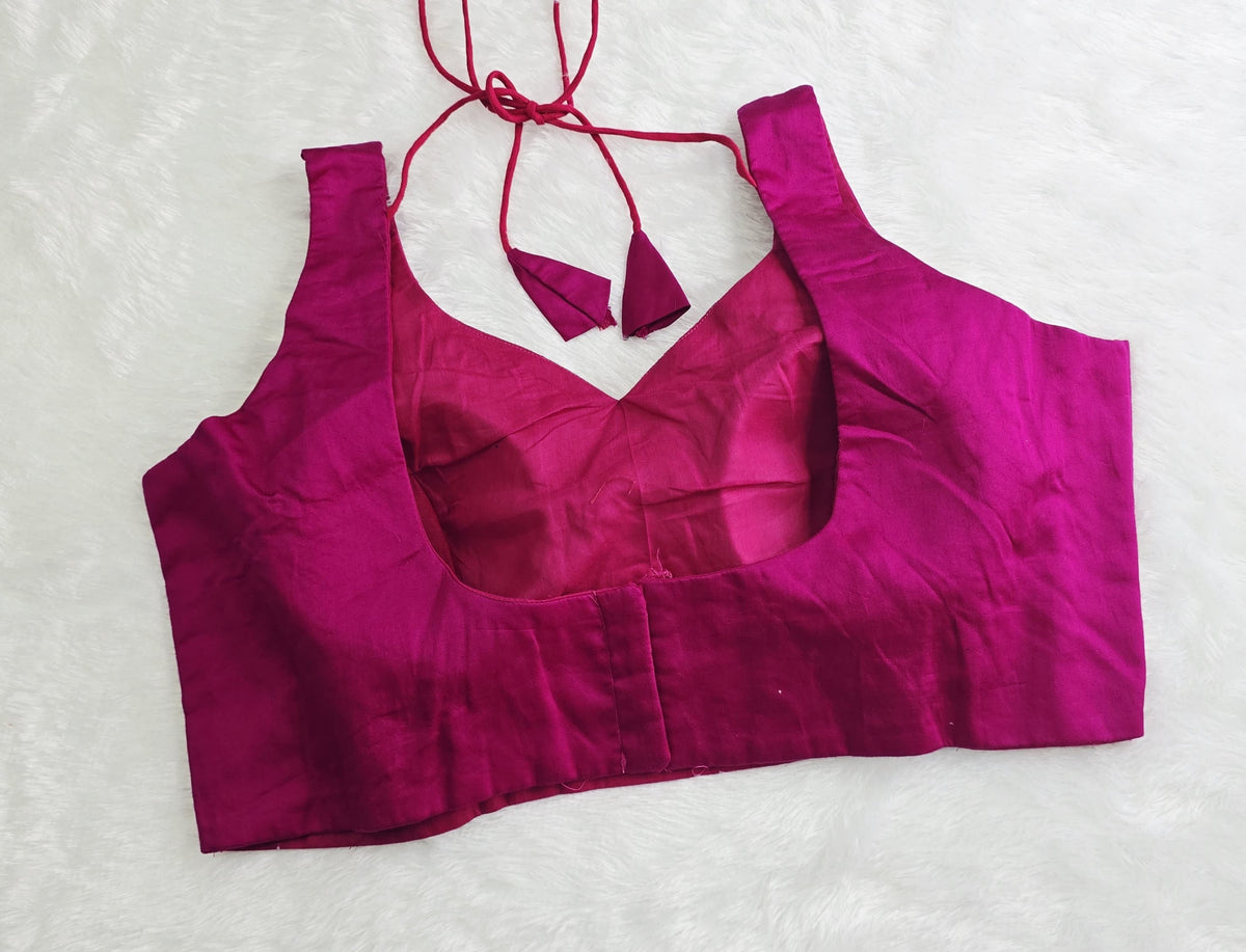 Pink Leaf Neck Blouse
