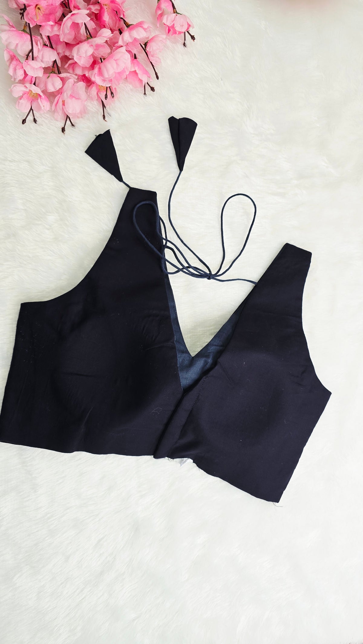 Navy Blue V Neck Blouse