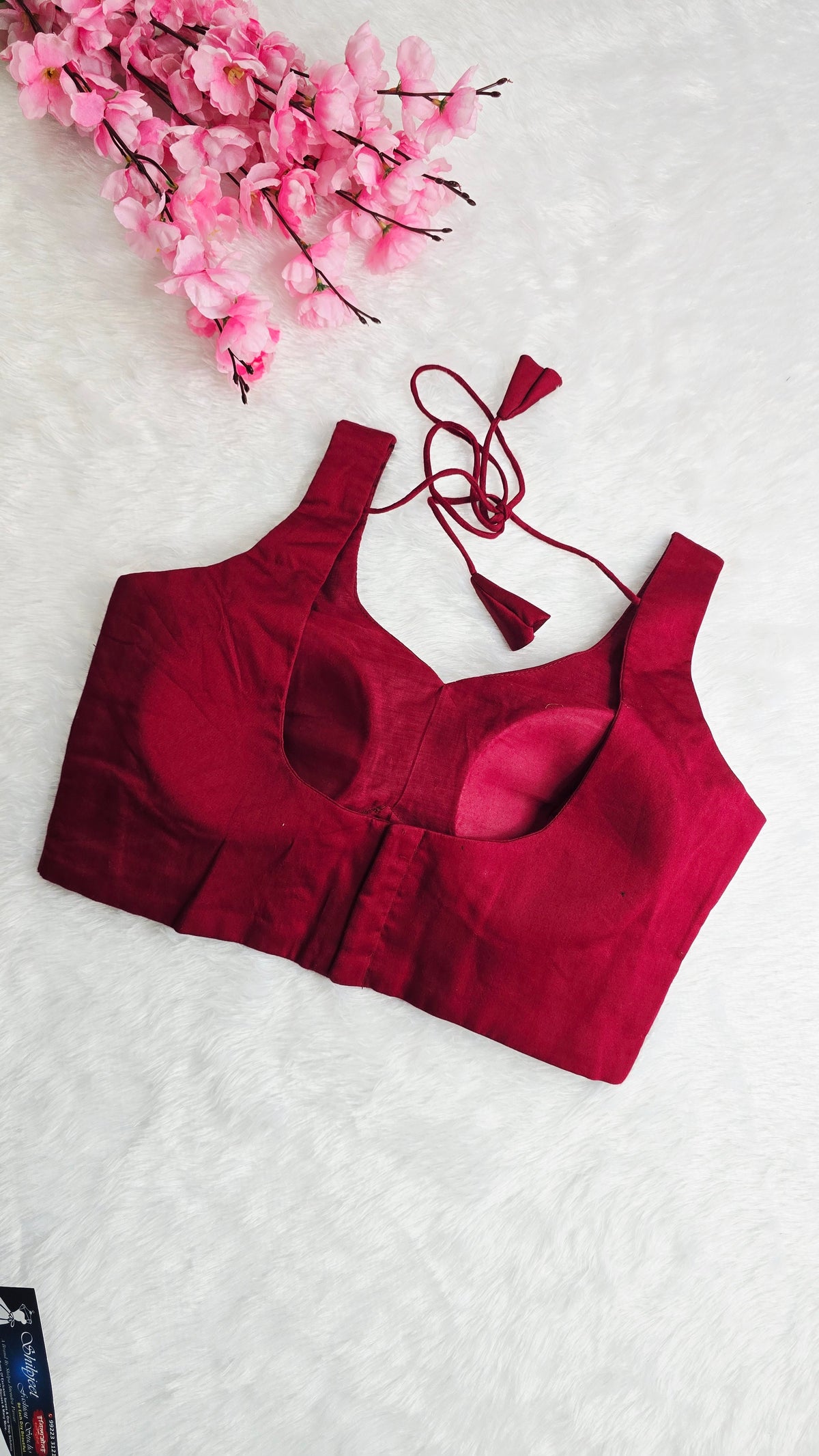 Maroon Leaf Neck Blouse