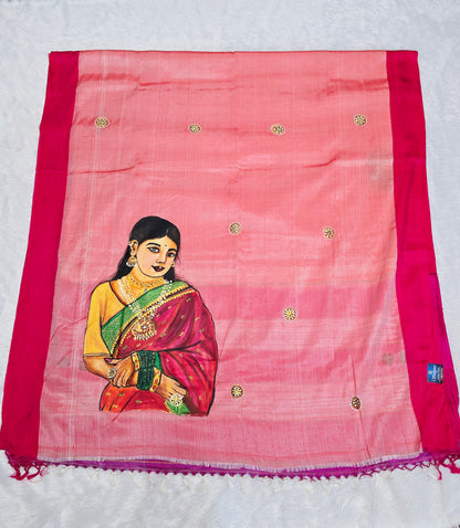 Exclusive hand-painted Handloom Irkal Saree