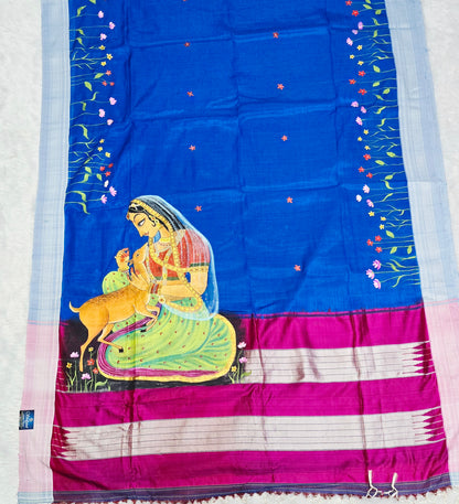 Exclusive hand-painted Handloom Irkal Saree