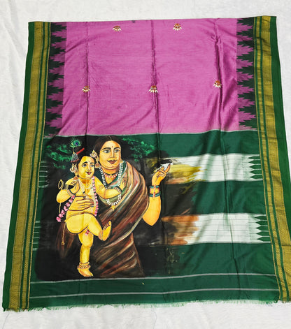 Exclusive hand-painted Handloom Irkal Saree