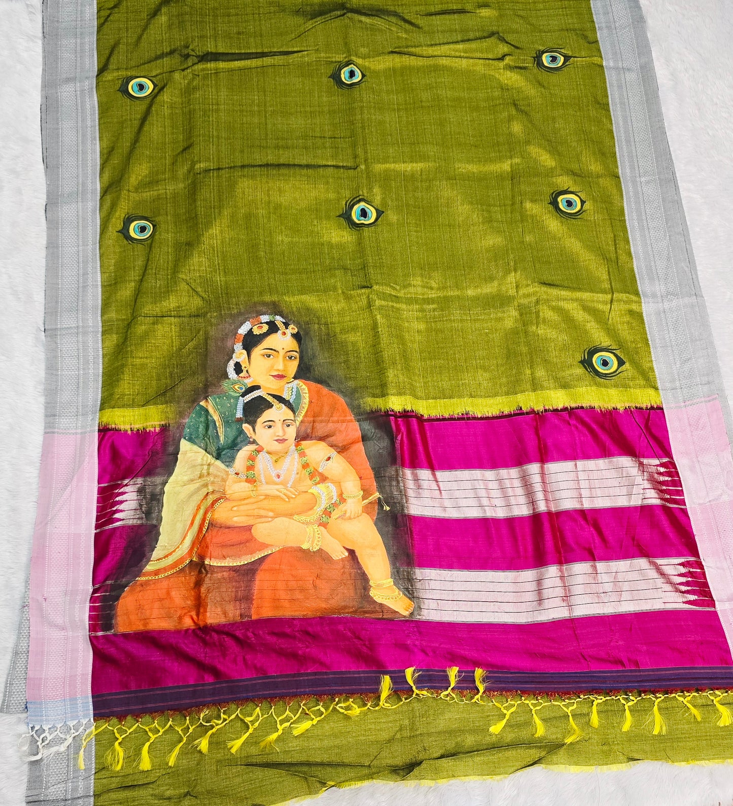 Exclusive hand-painted Handloom Irkal Saree