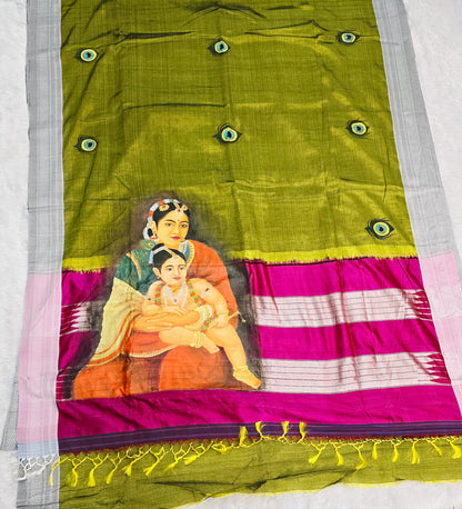 Exclusive hand-painted Handloom Irkal Saree