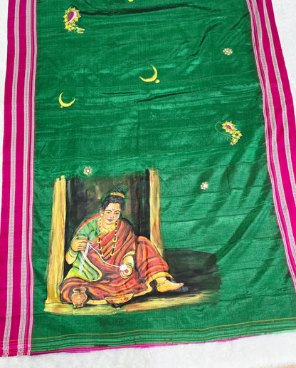 Exclusive hand-painted Handloom Irkal Saree