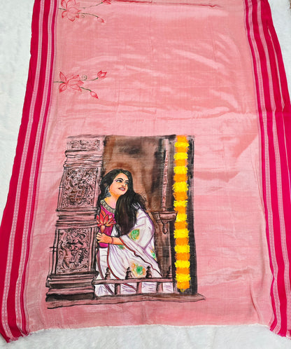 Exclusive hand-painted Handloom Irkal Saree