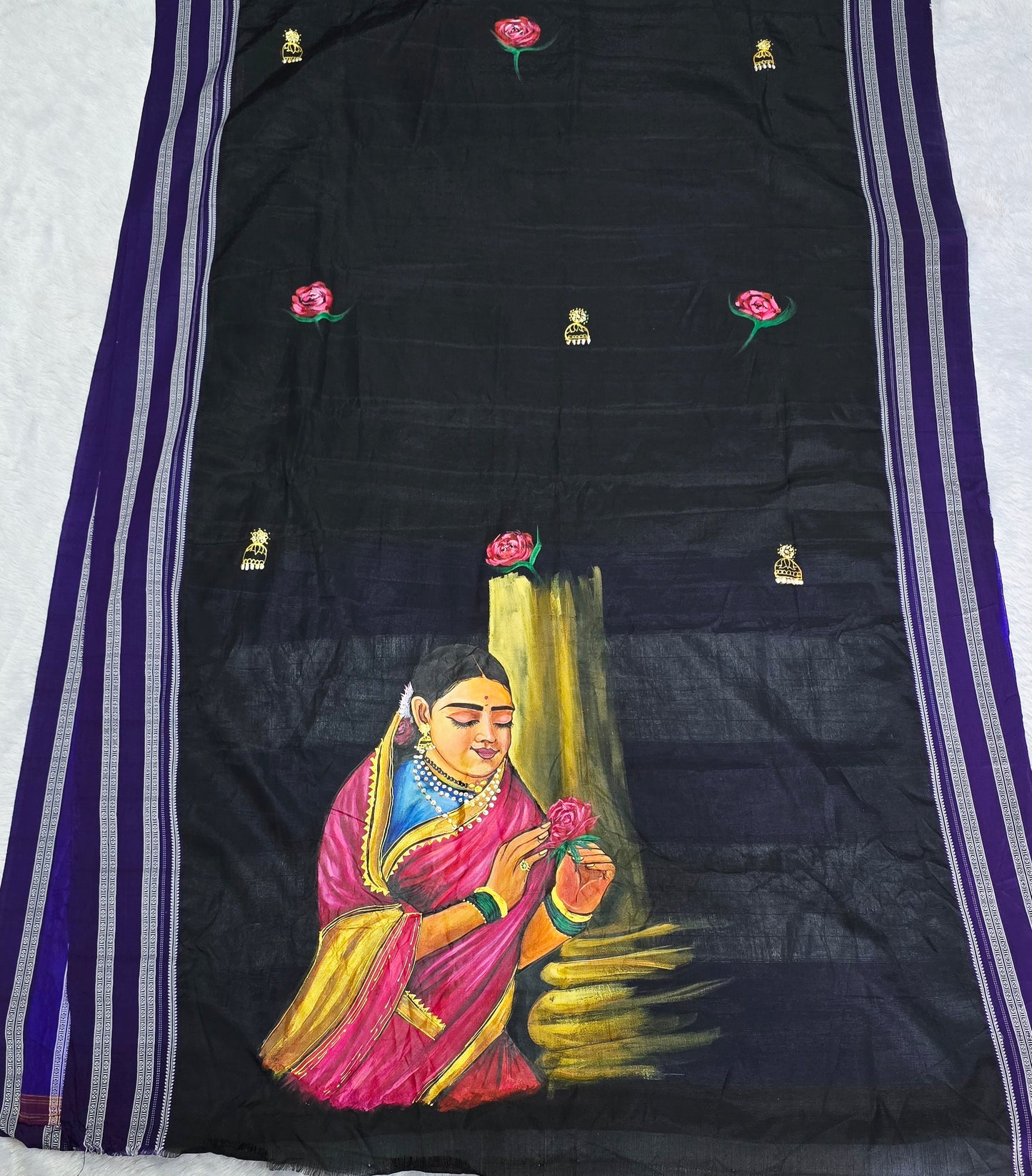 Exclusive hand-painted Handloom Irkal Saree