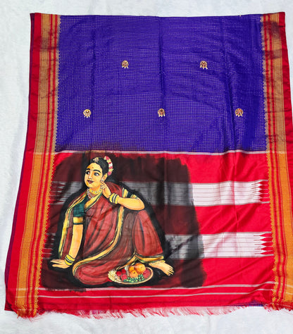 Exclusive hand-painted Handloom Irkal Saree