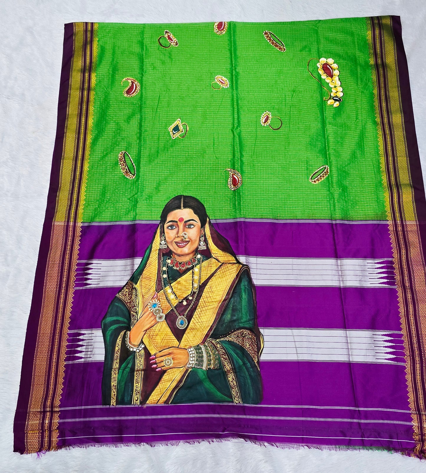 Exclusive hand-painted Handloom Irkal Saree