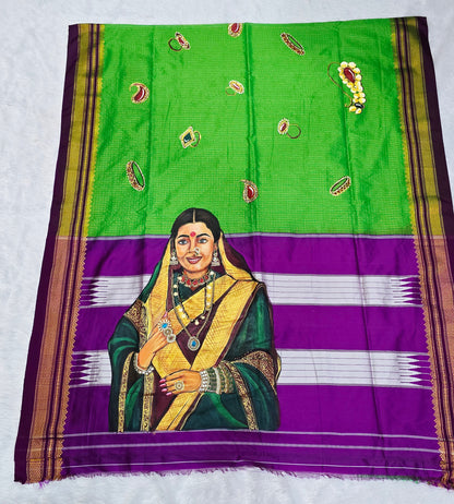 Exclusive hand-painted Handloom Irkal Saree
