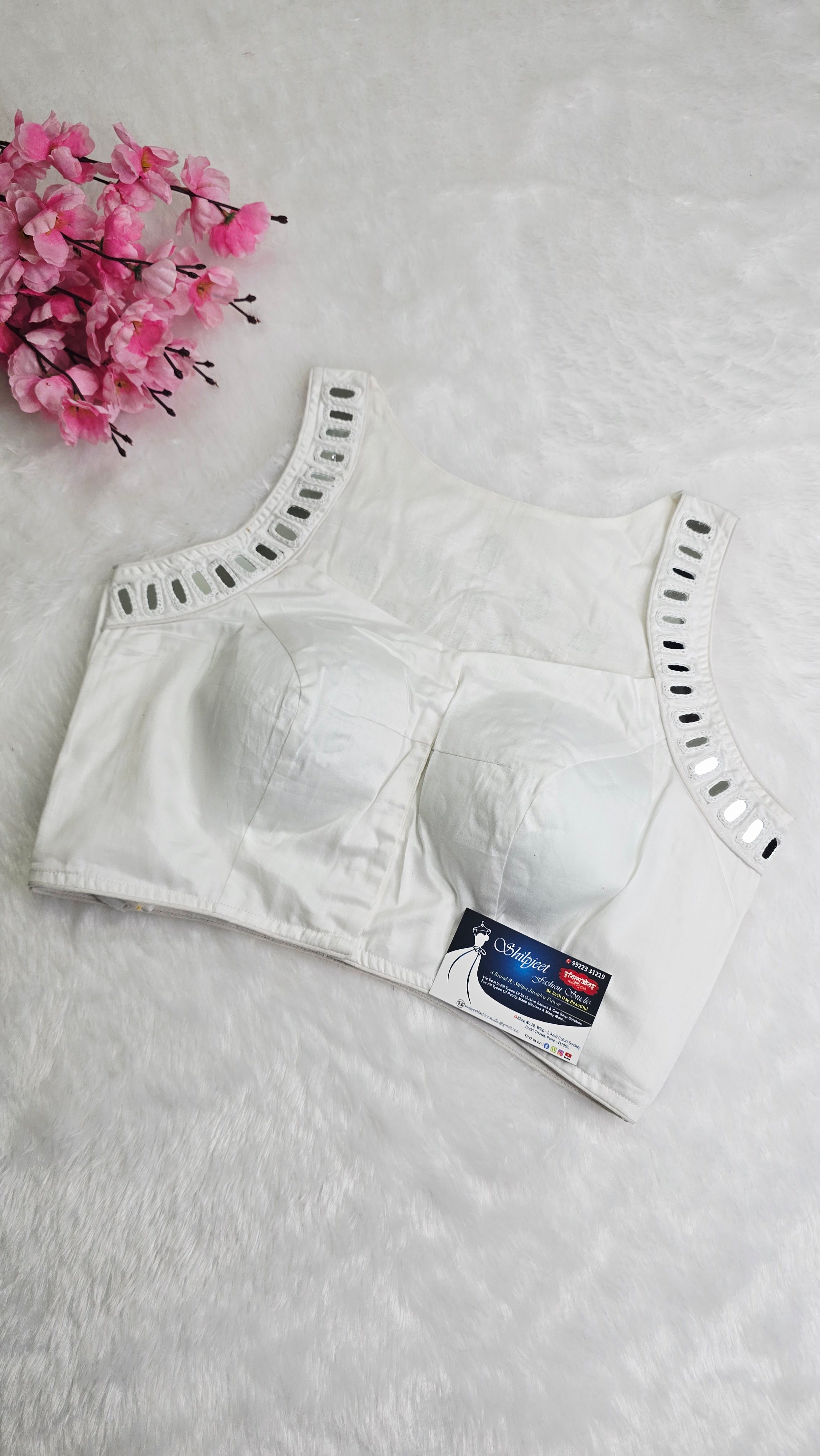 Mirror Work Blouse White