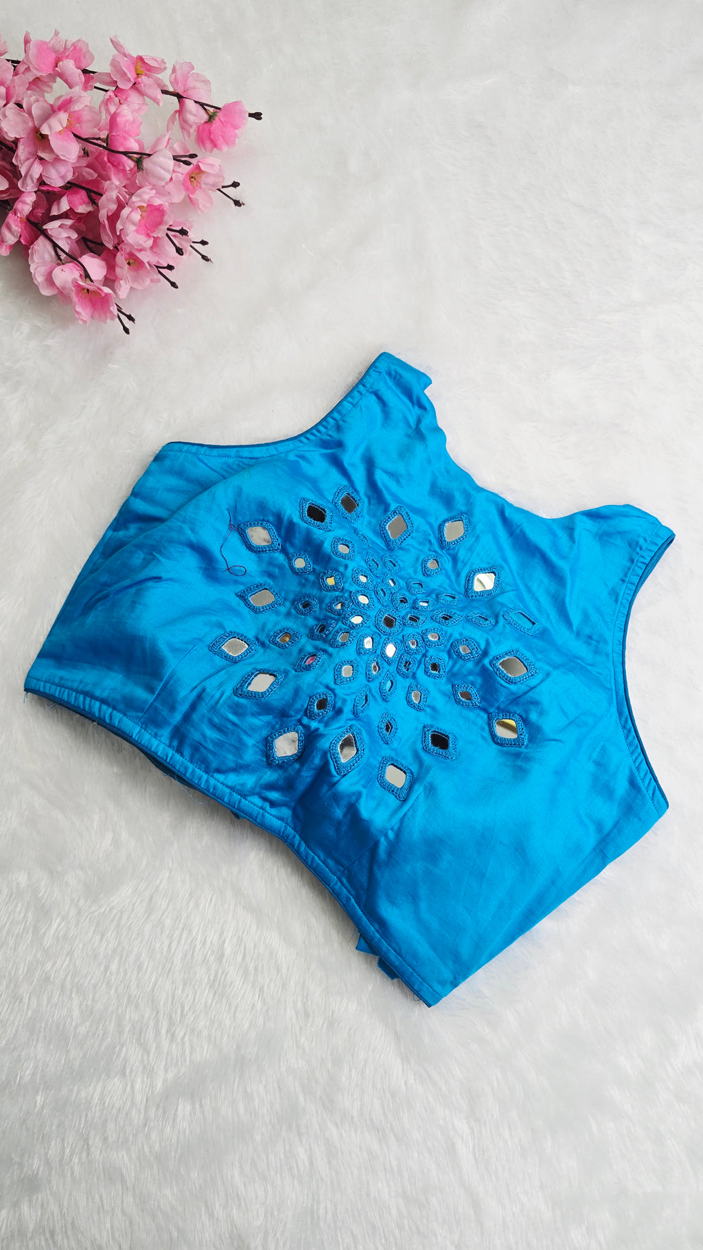Mirror Work Blouse Sky Blue