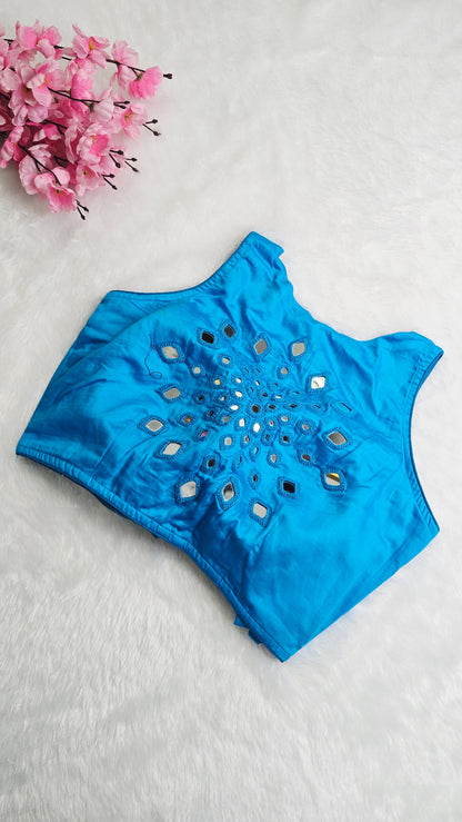 Mirror Work Blouse Sky Blue