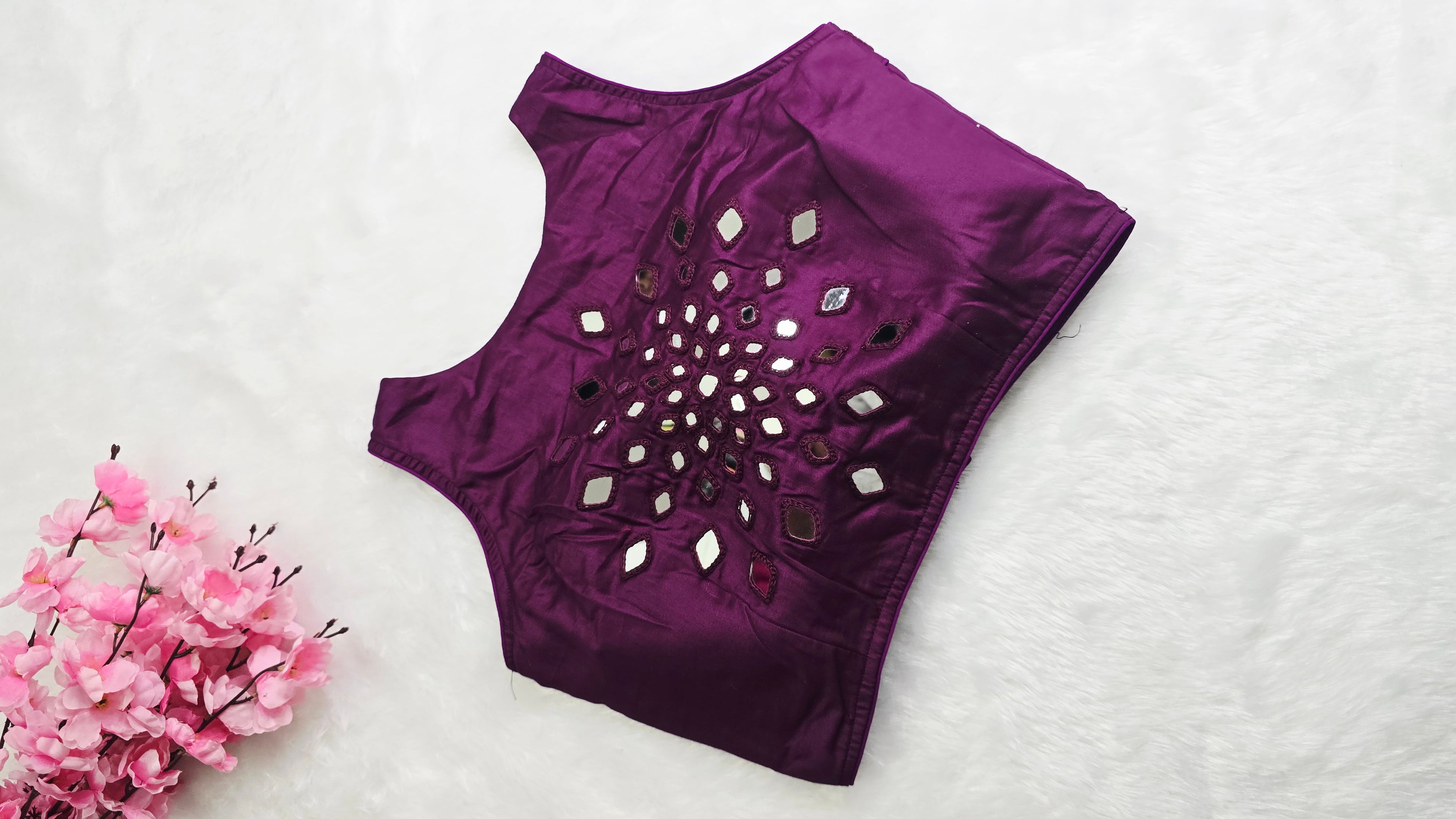 Mirror Work Blouse Purple