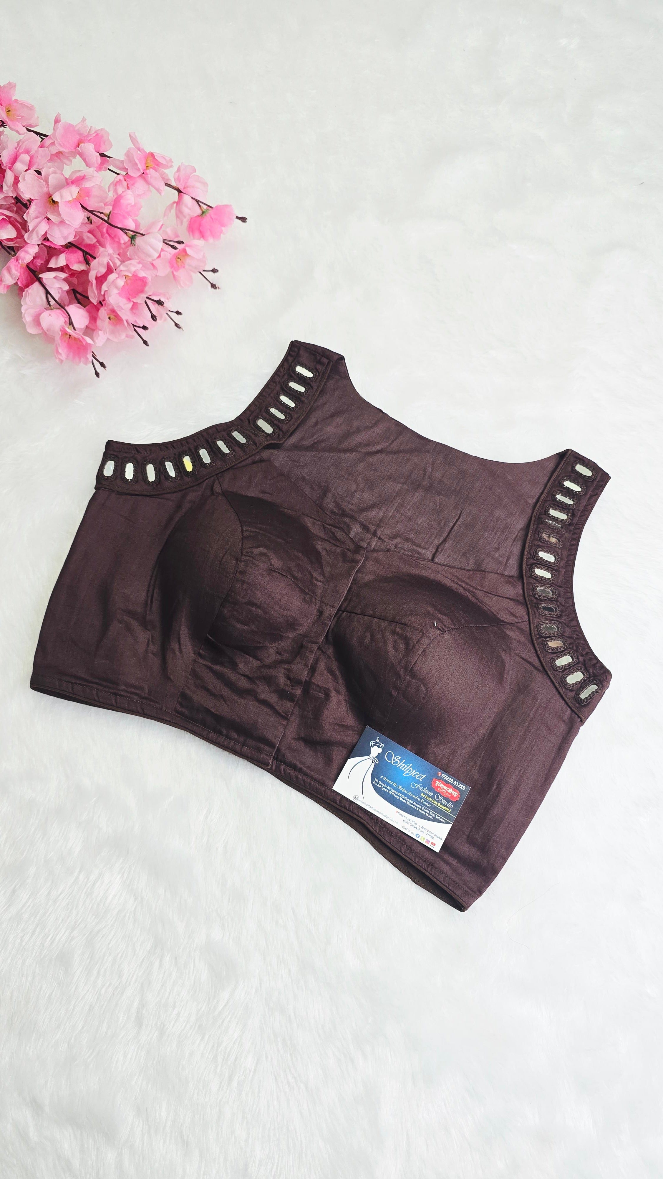 Mirror Work Blouse coffee