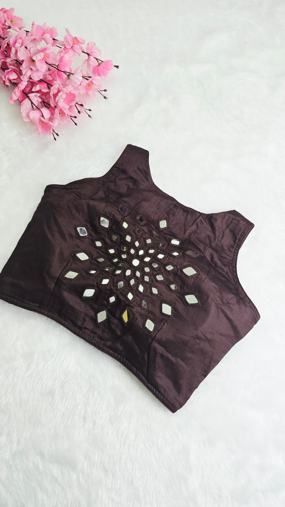 Mirror Work Blouse coffee