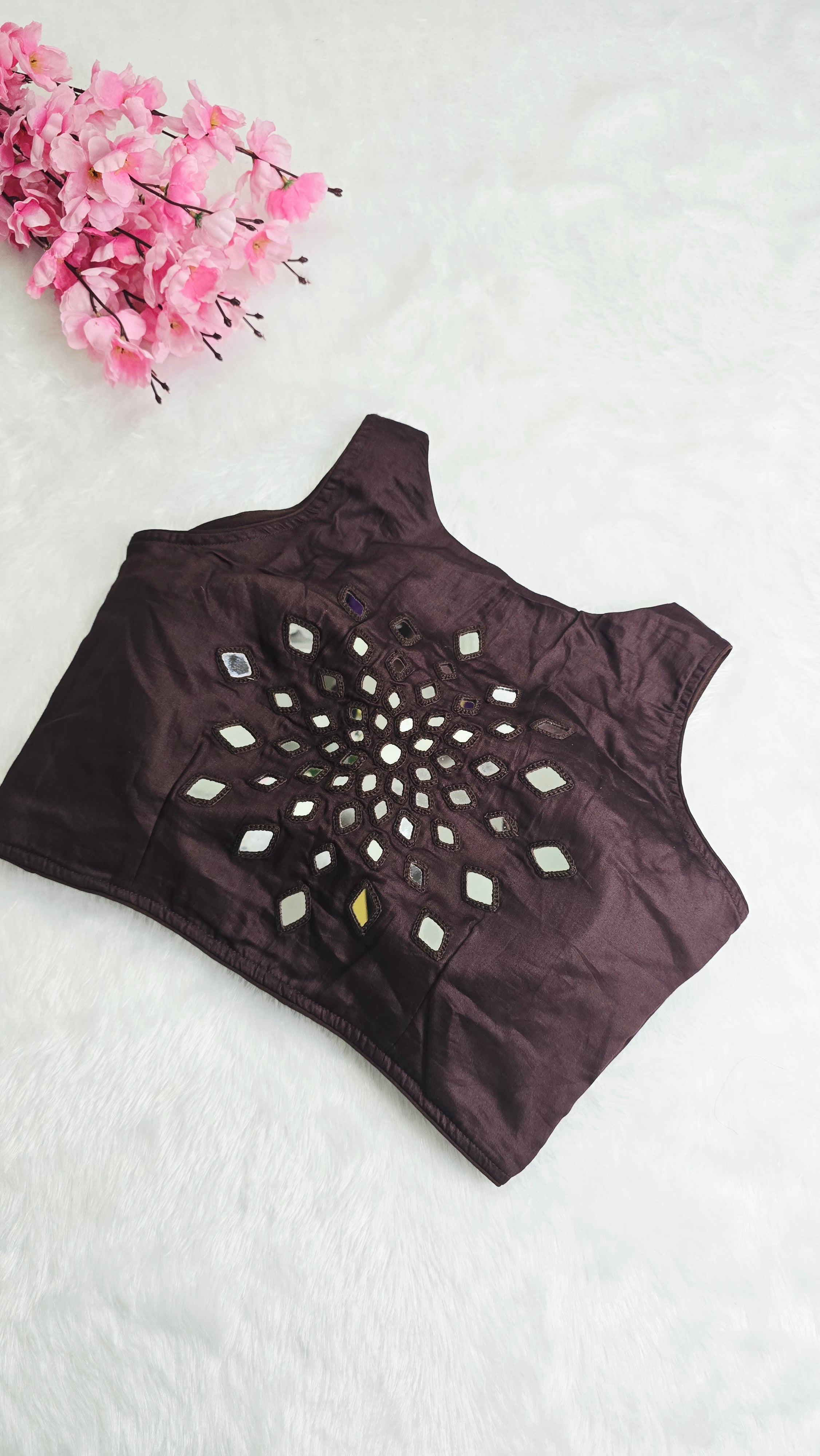 Mirror Work Blouse coffee