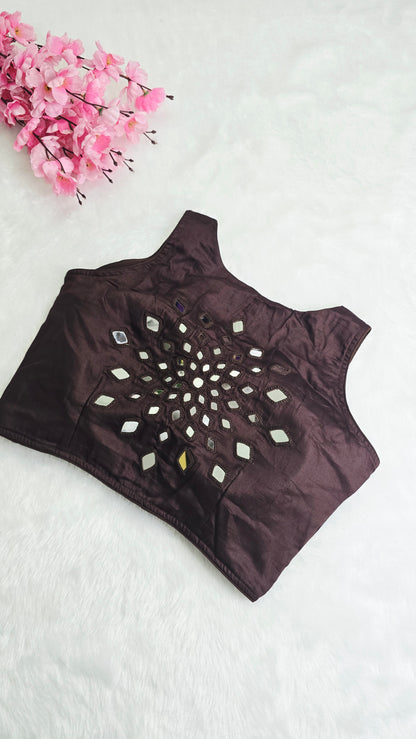 Mirror Work Blouse coffee