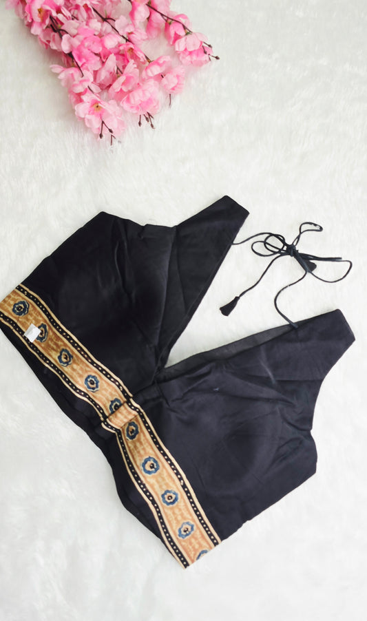 Ajrakh Black plain With Back Border