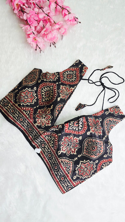 Ajrakh Badam Butta Black