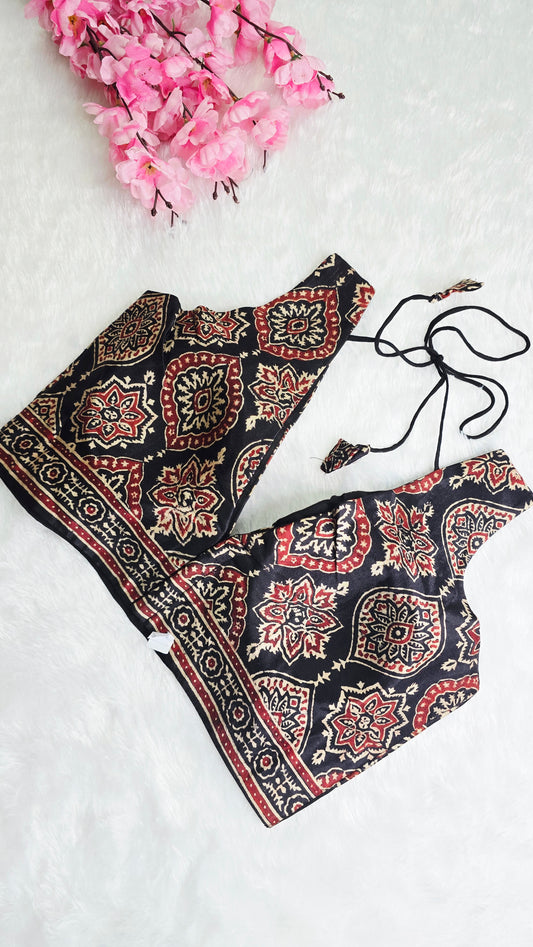 Ajrakh Badam Butta Black