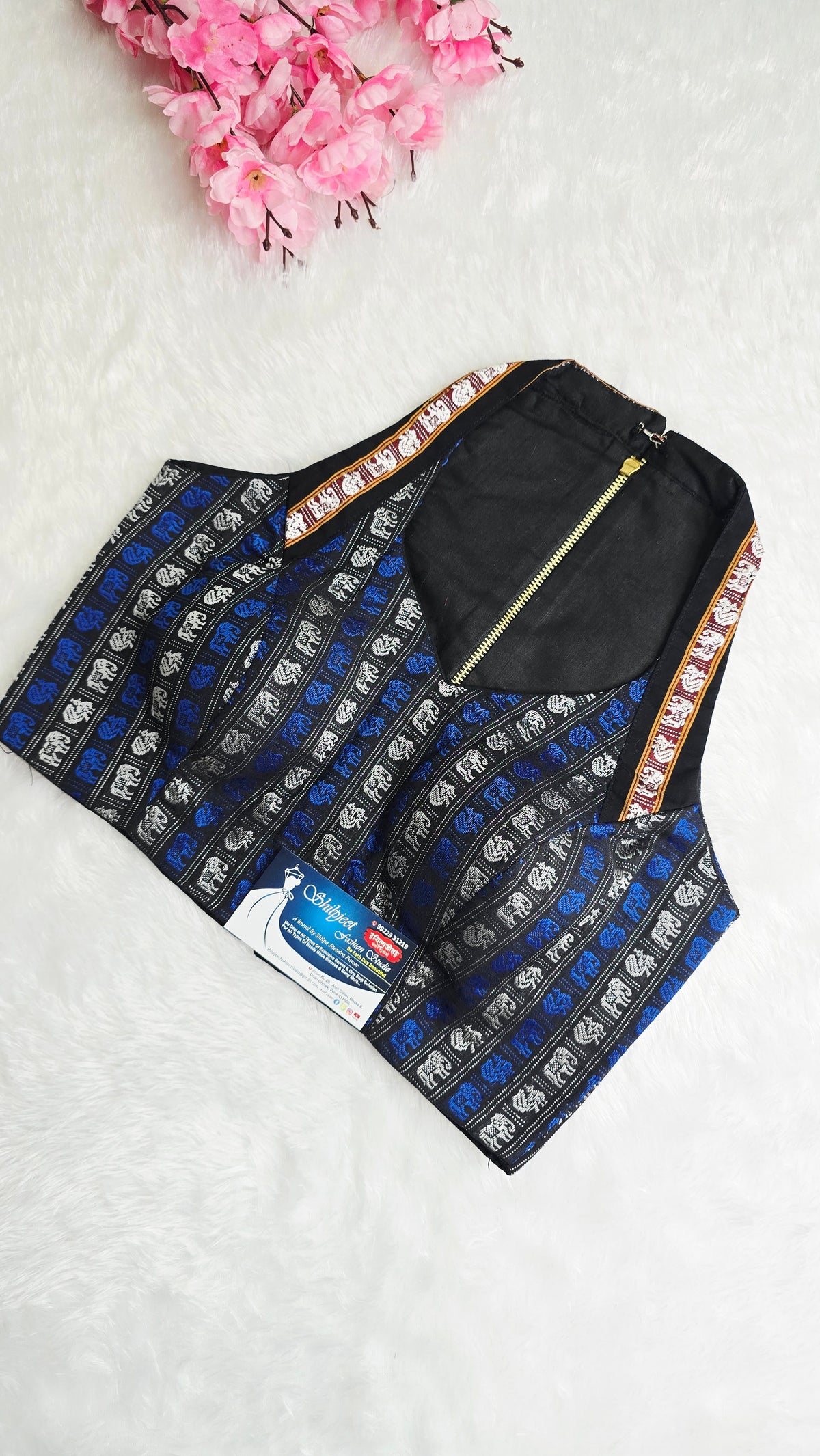 Halterneck Front Black Back Red Border