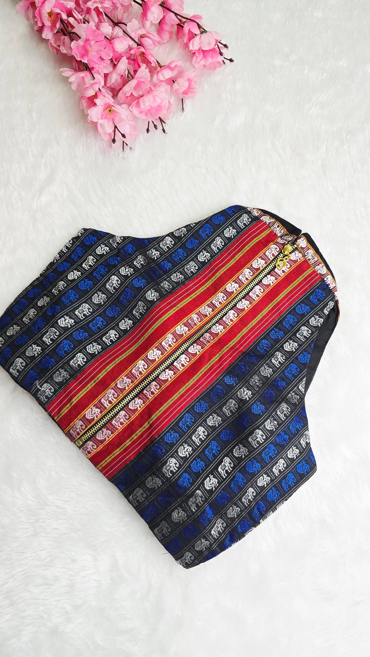 Halterneck Front Black Back Red Border