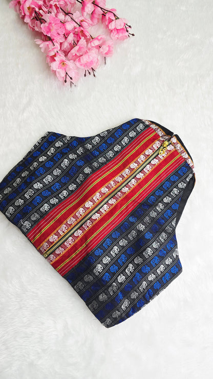 Halterneck Front Black Back Red Border