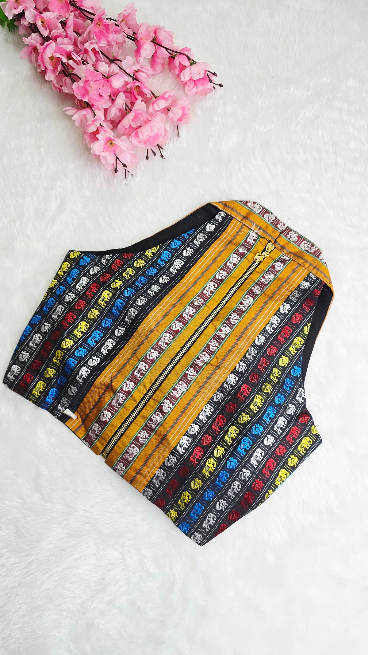 Halterneck Multicolour With Mustard Border