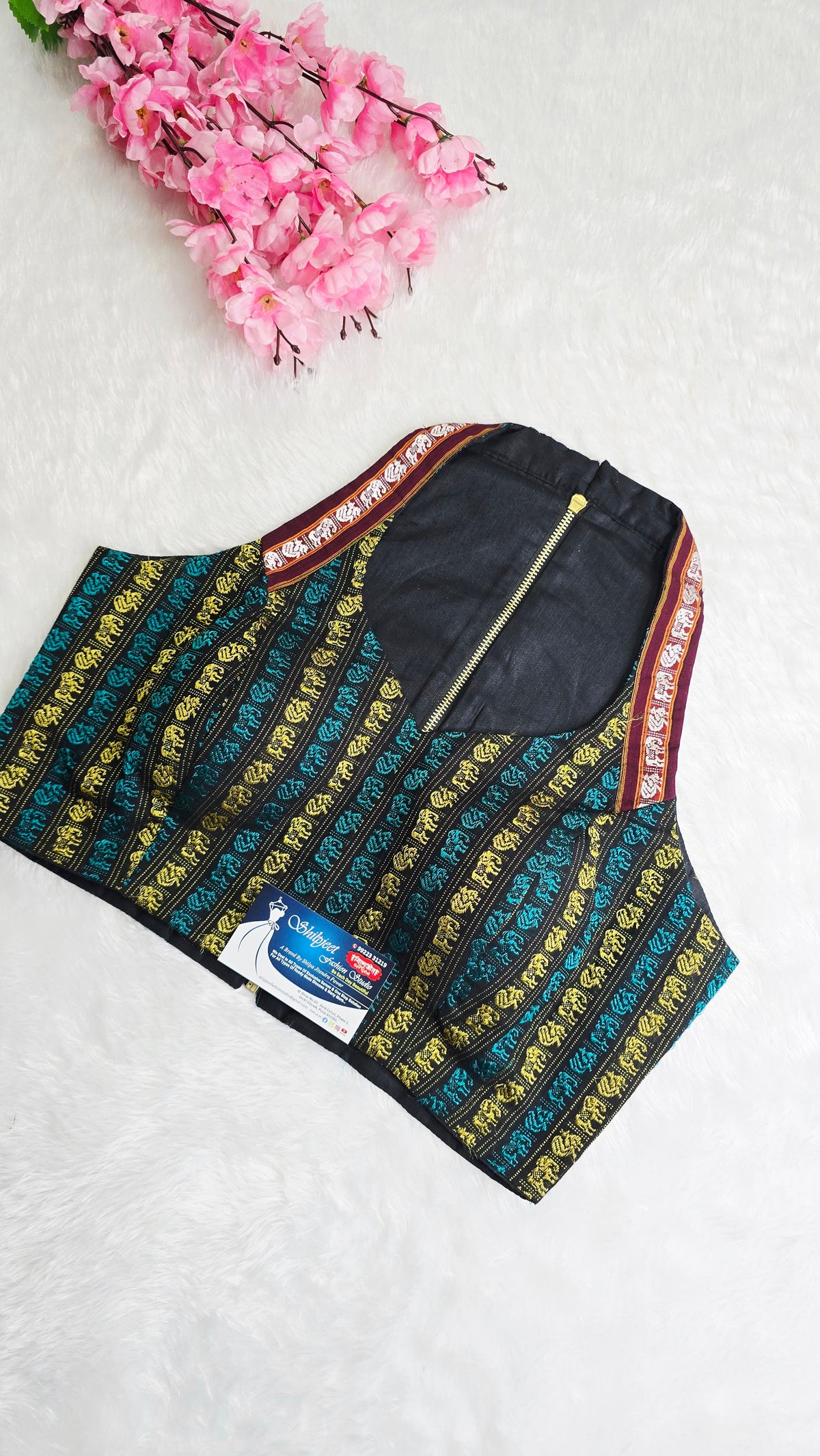 Halterneck Yellow Peacock With Maroon Border