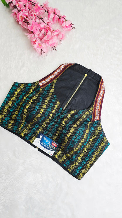 Halterneck Yellow Peacock With Maroon Border