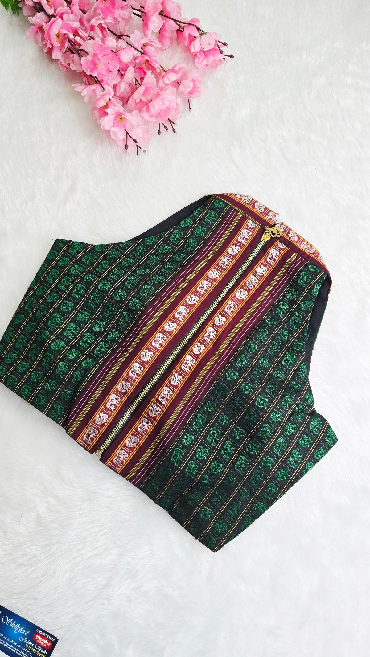 Halterneck Bottle Green With Maroon Border