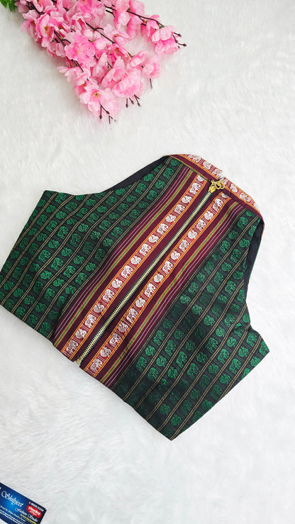 Halterneck Bottle Green With Maroon Border