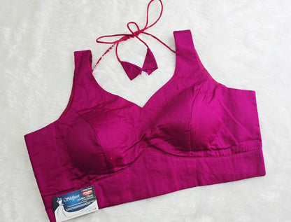 Pink Leaf Neck Blouse