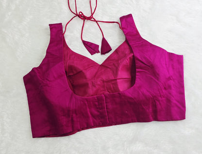 Pink Leaf Neck Blouse