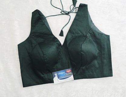 Dark Green V Neck Bloiuse