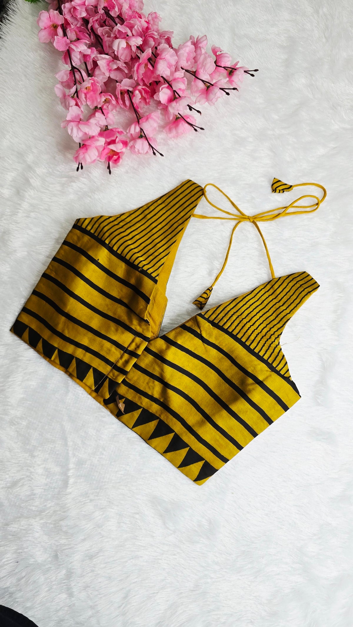 Ajrakh Yellow Stripe