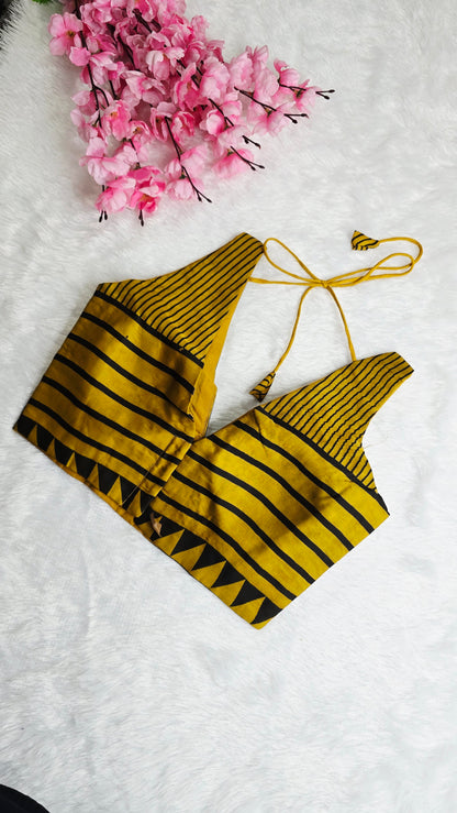 Ajrakh Yellow Stripe
