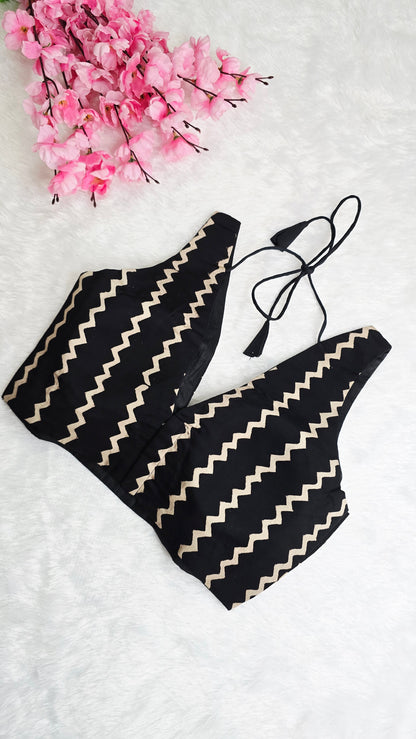 Ajrakh Black Zig-Zag