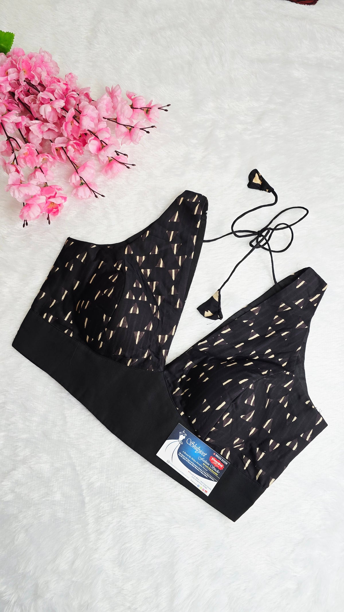Ajrakh Print Blouse Black White