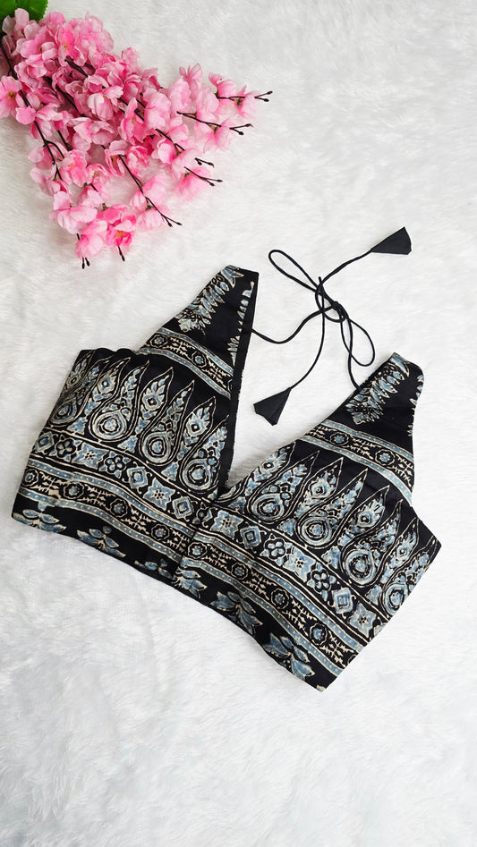 Ajrakh Blue Black Floral