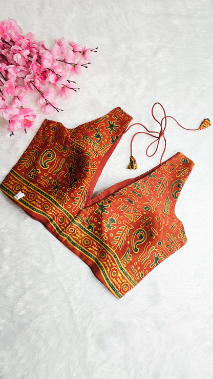 Ajrakh Rust Green Blouse