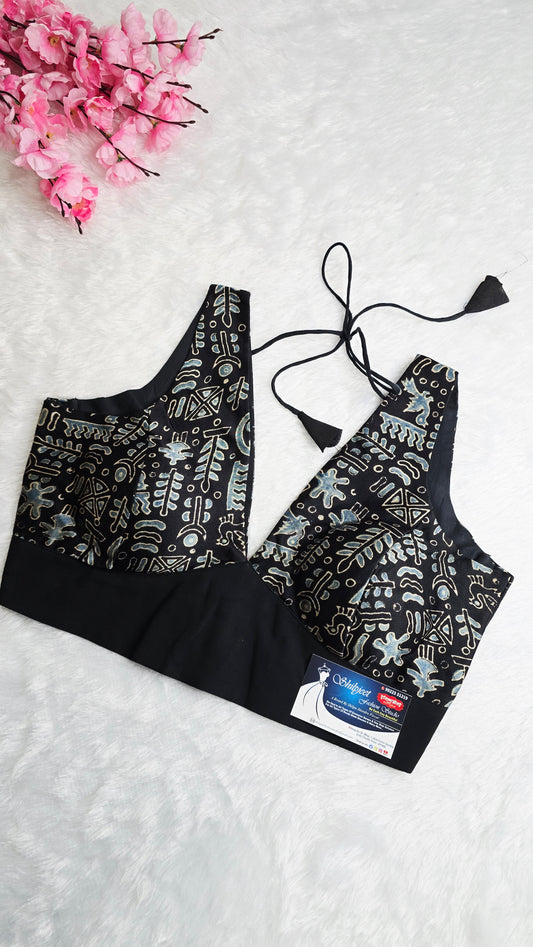 Ajrakh Blue Black Blouse