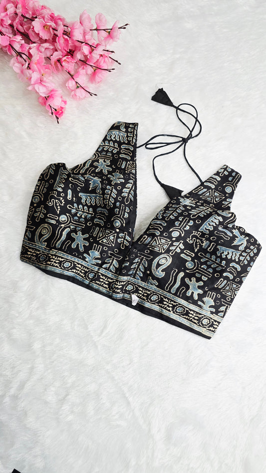 Ajrakh Blue Black Blouse
