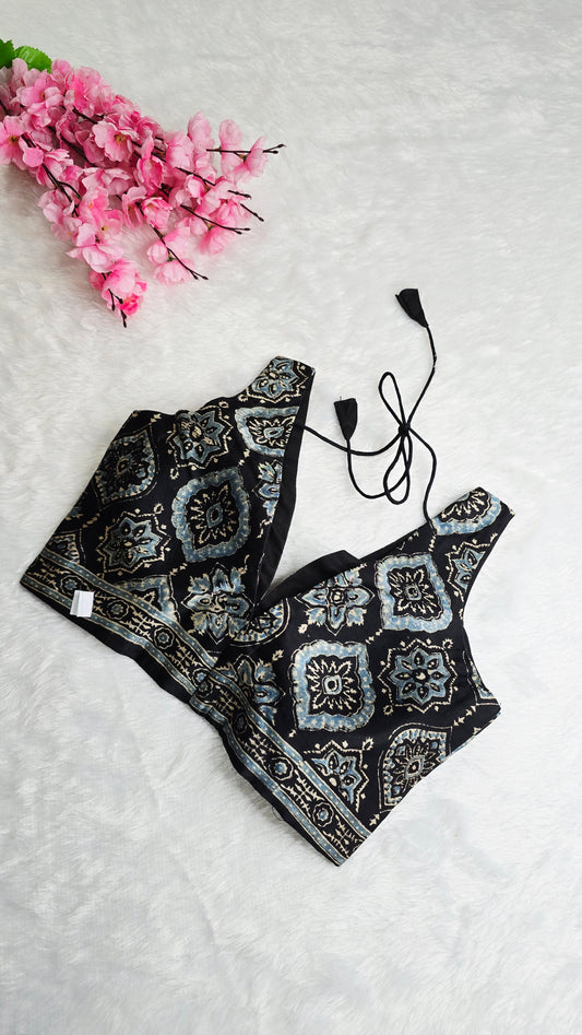 Ajrakh Blue Black Blouse