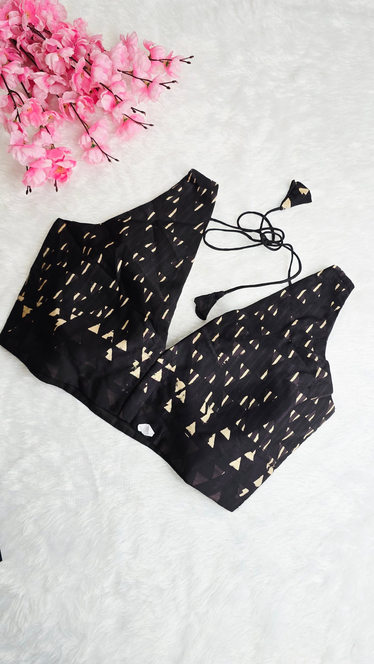 Ajrakh Print Blouse Black White
