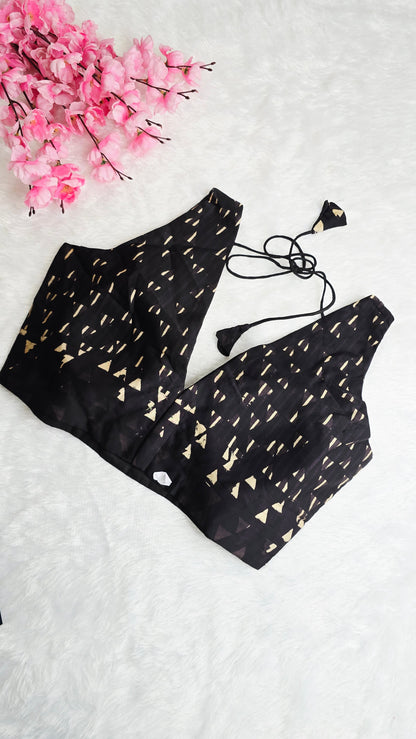 Ajrakh Print Blouse Black White