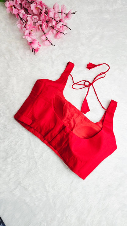 Red U Neck Blouse