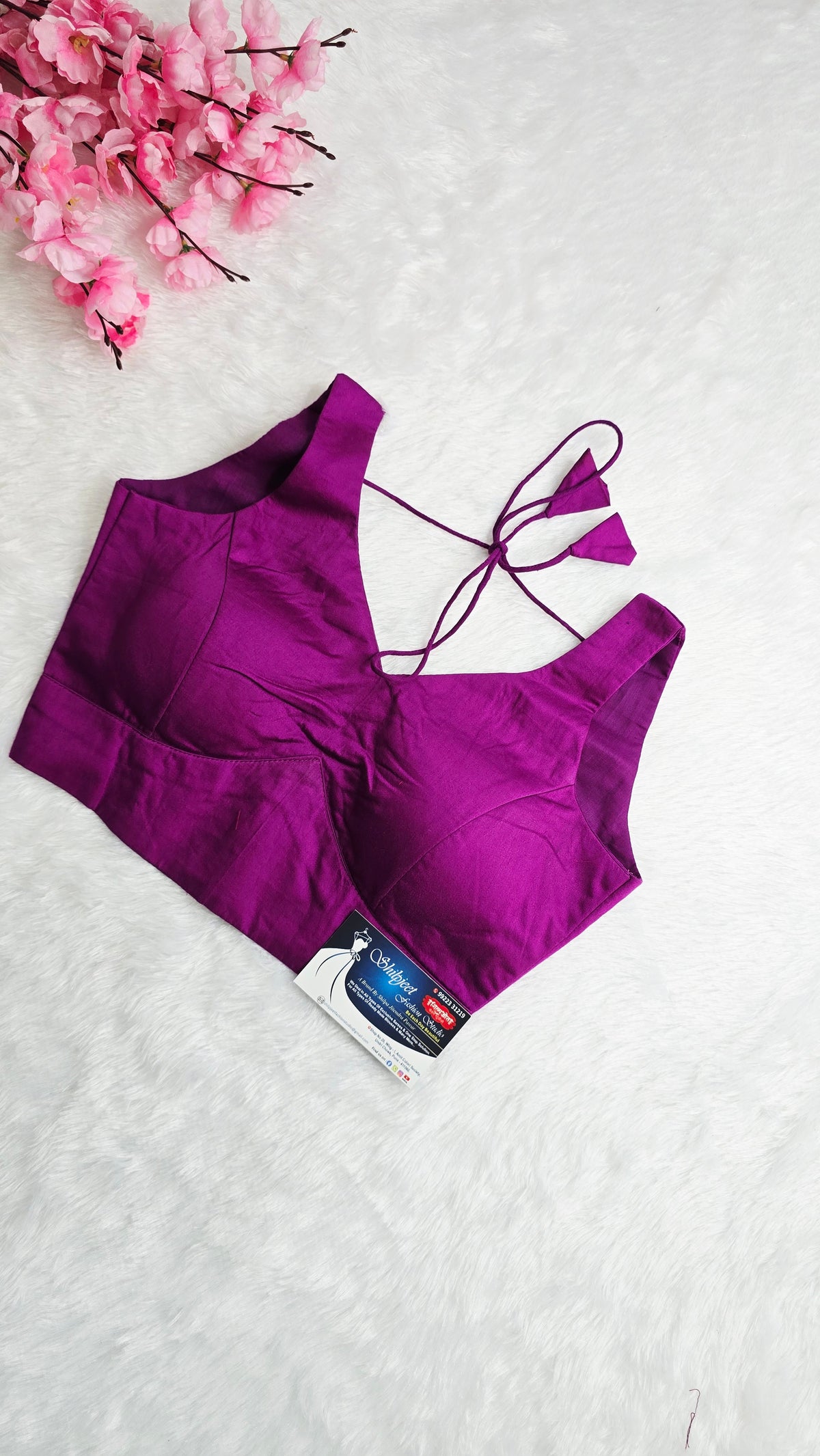 Purple Leaf Neck Blouse